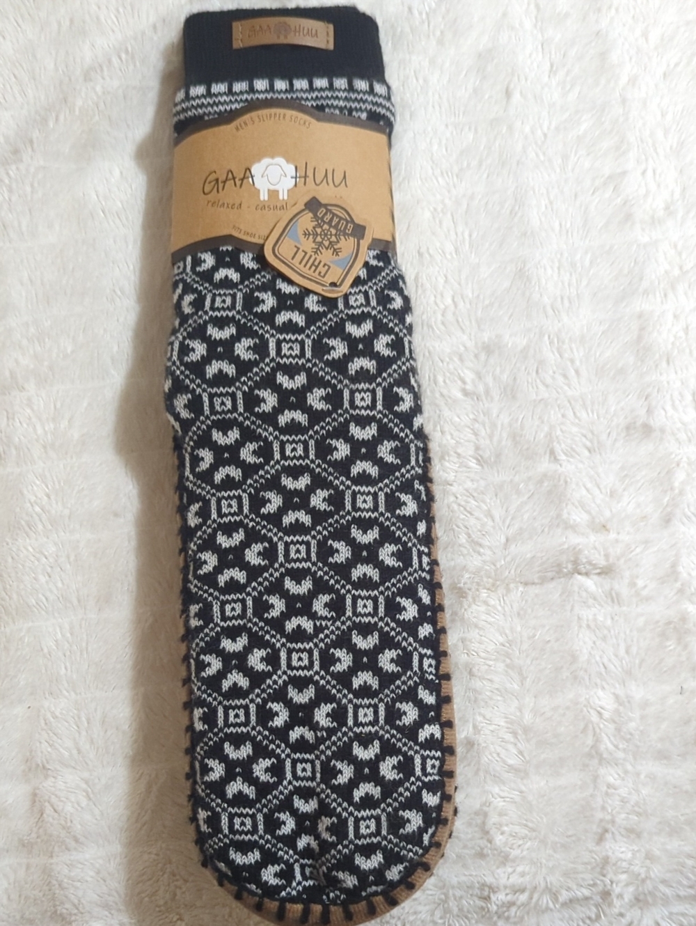 Gaa Shuu Men's Black & White Patterned Socks